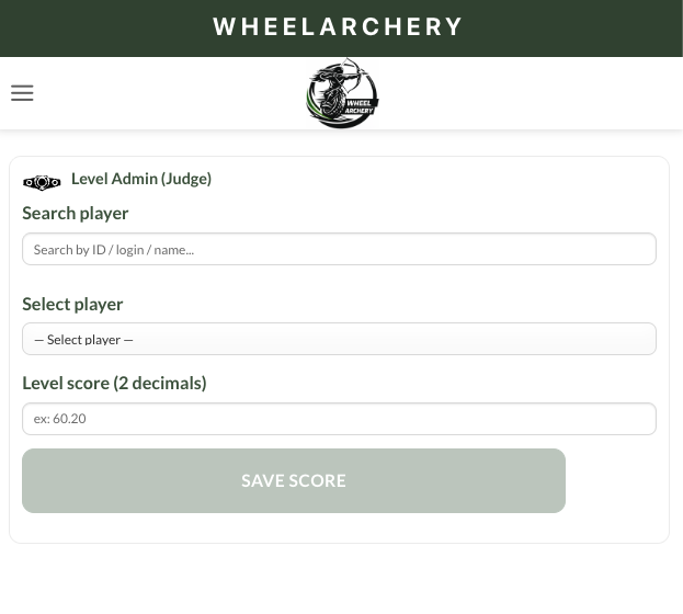 Wheel Archery belt registration system used to validate player levels and progression.